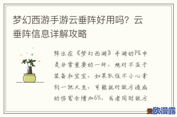 梦幻西游手游深度解析：云垂阵详细介绍及其实战效果评测